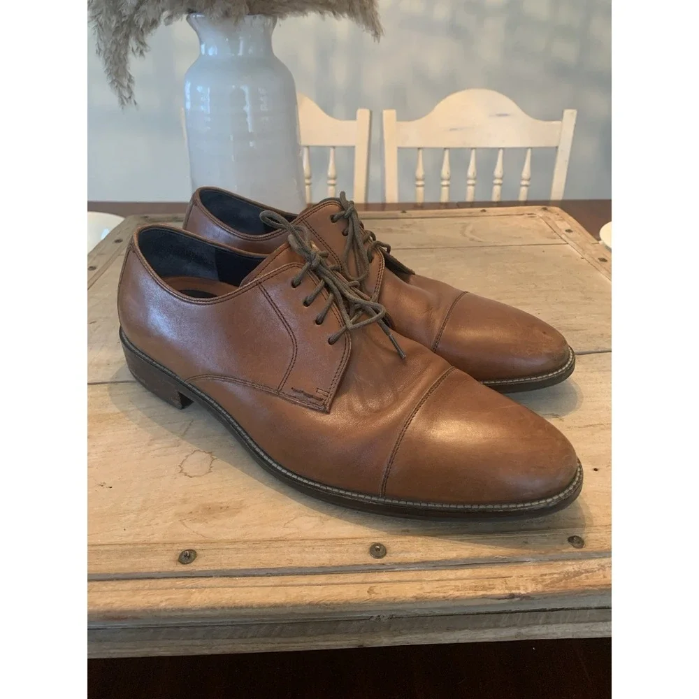 Cole Haan Lenox Hill C11632 Oxfords Men's 8.5 Brown Cap Toe Leather‎ Dress Shoes